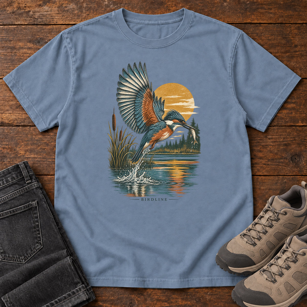 Kingfisher Sunset T-Shirt in Blue Jean