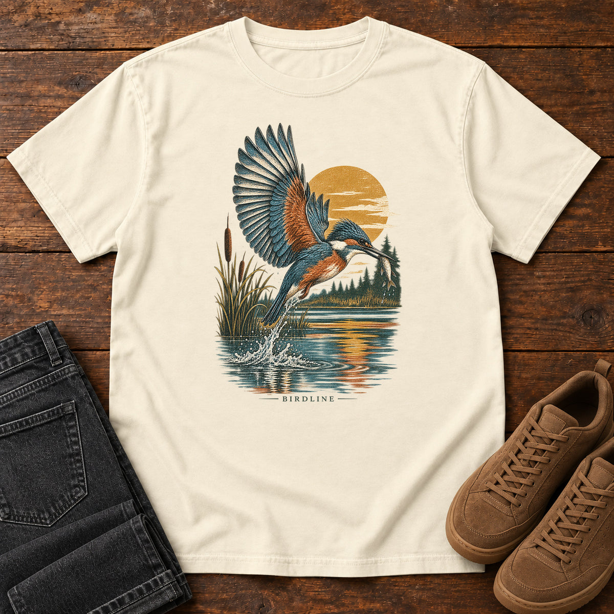 Kingfisher Sunset T-Shirt in Ivory