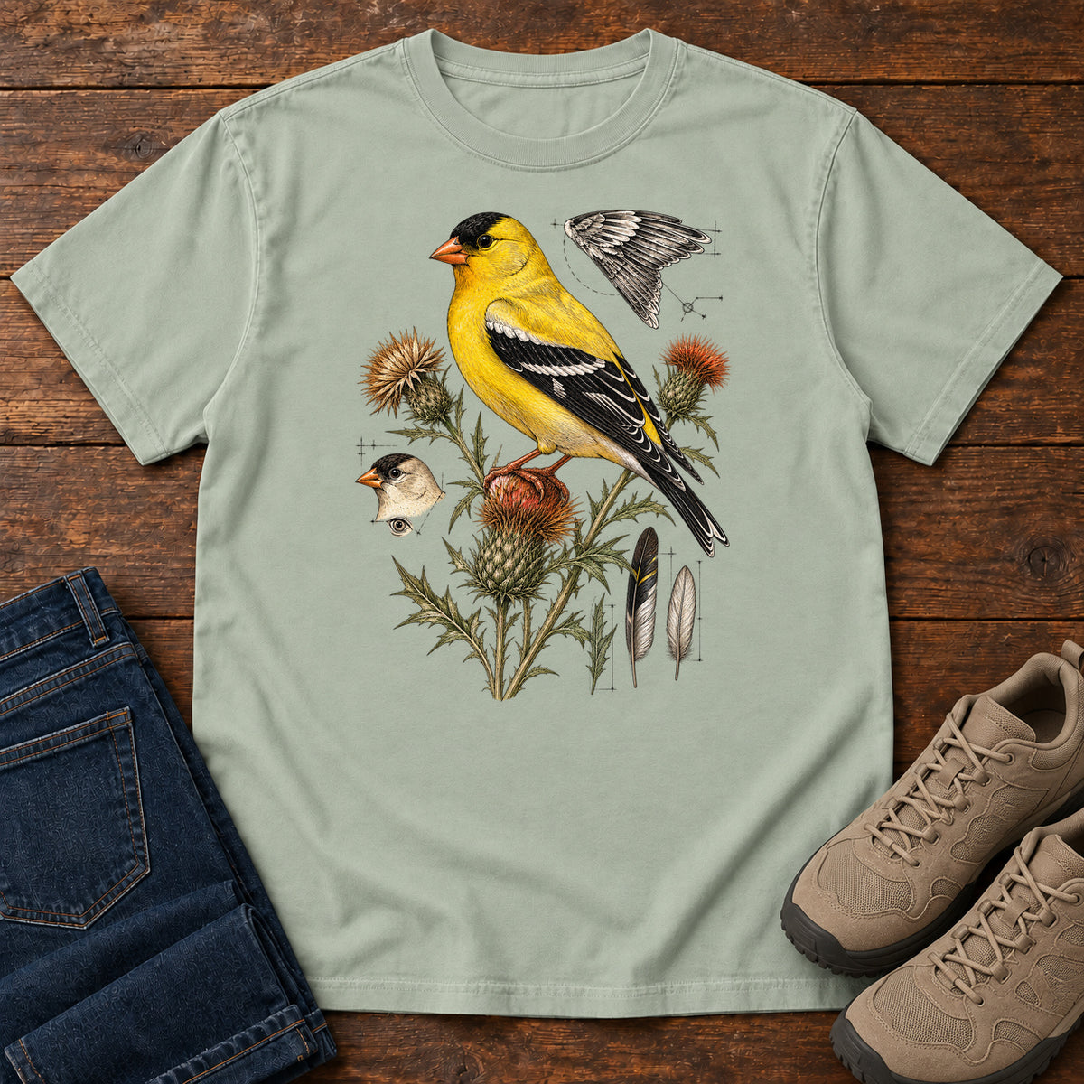 American Goldfinch Field Study T-Shirt in Bay