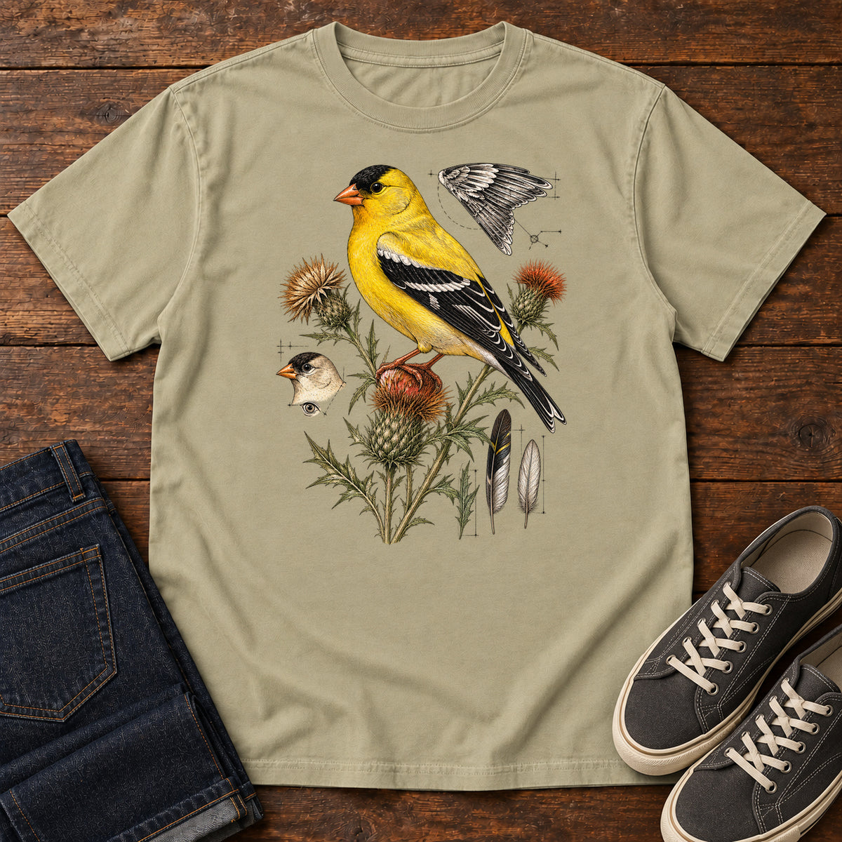 American Goldfinch Field Study T-Shirt in Khaki