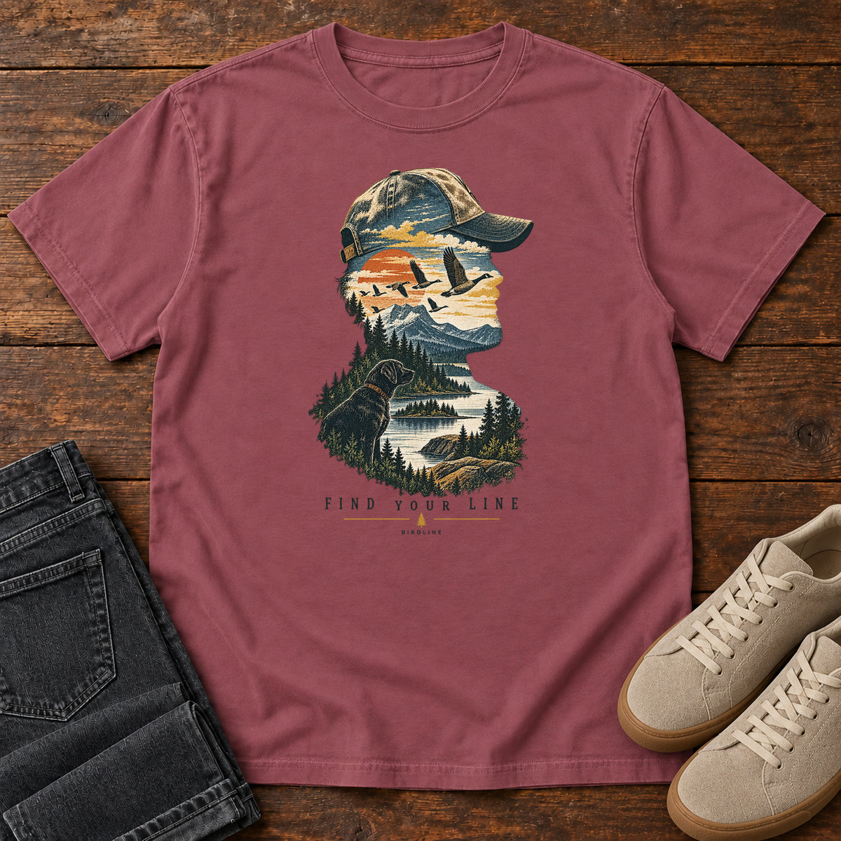 Find Your Line Birdwatcher T-Shirt in Brick