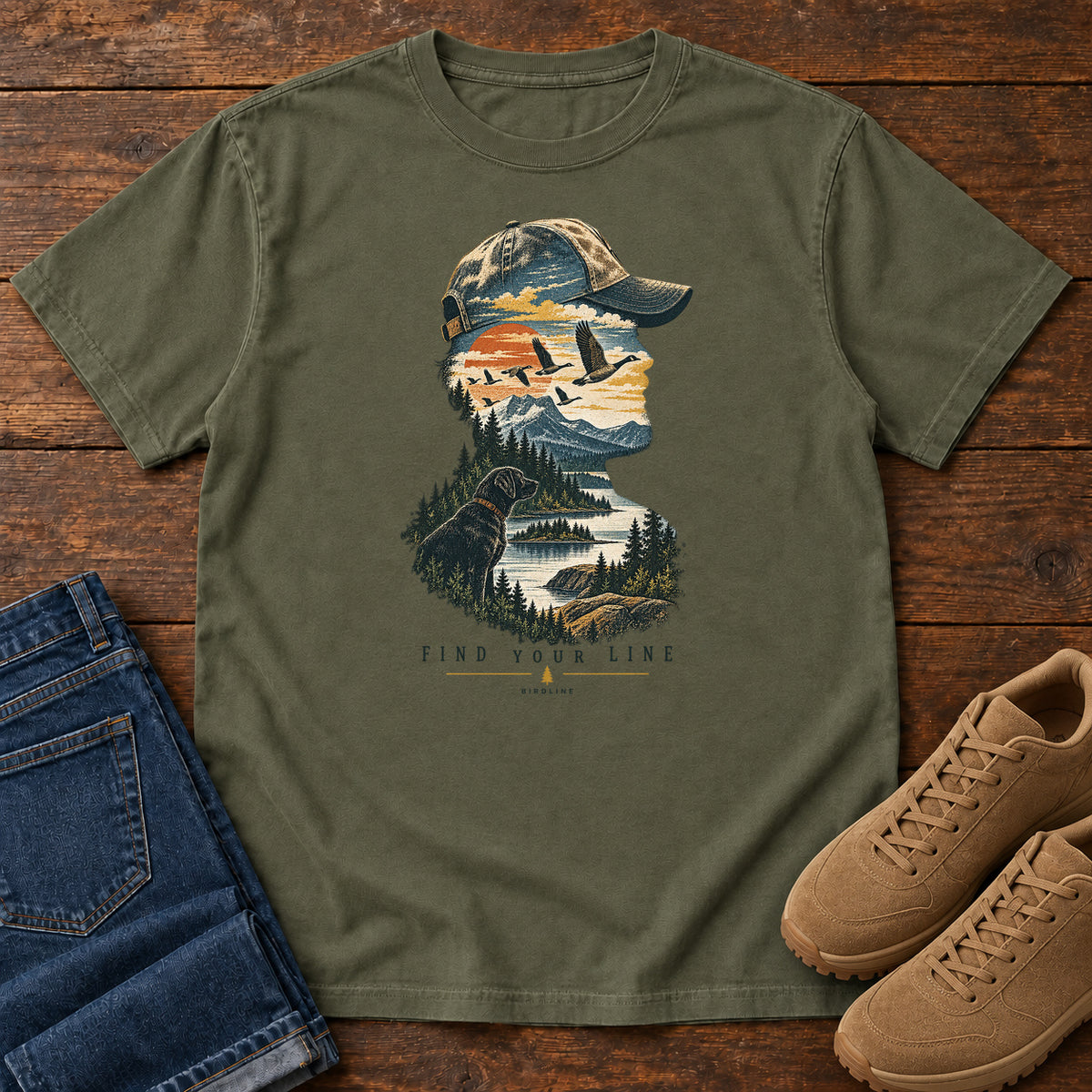 Find Your Line Birdwatcher T-Shirt in Sage
