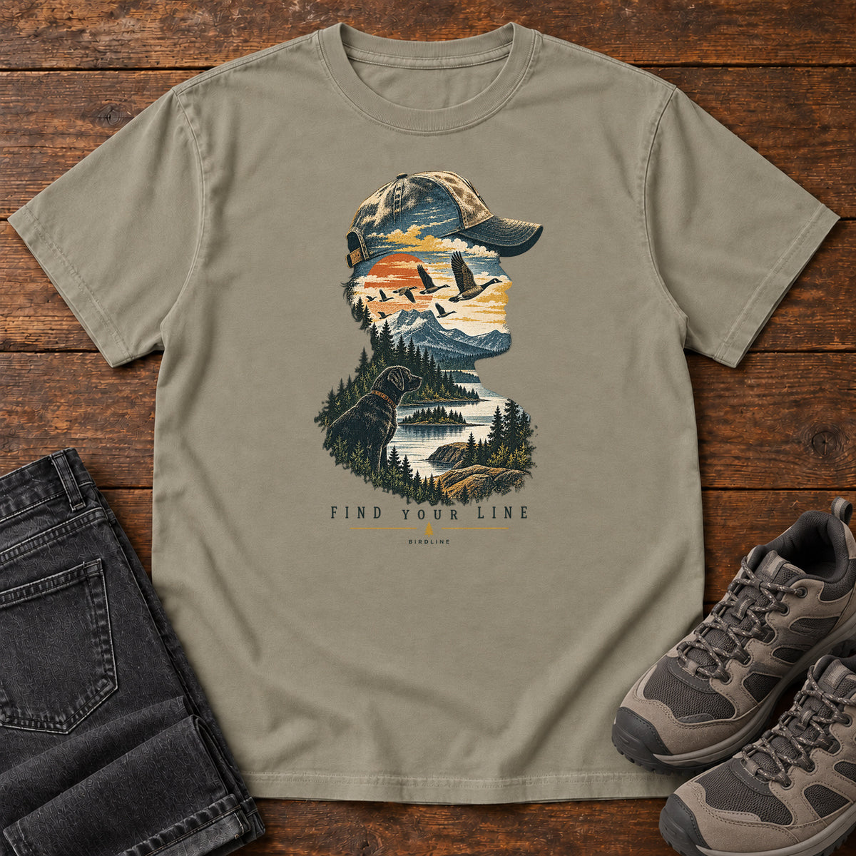 Find Your Line Birdwatcher T-Shirt in Sandstone