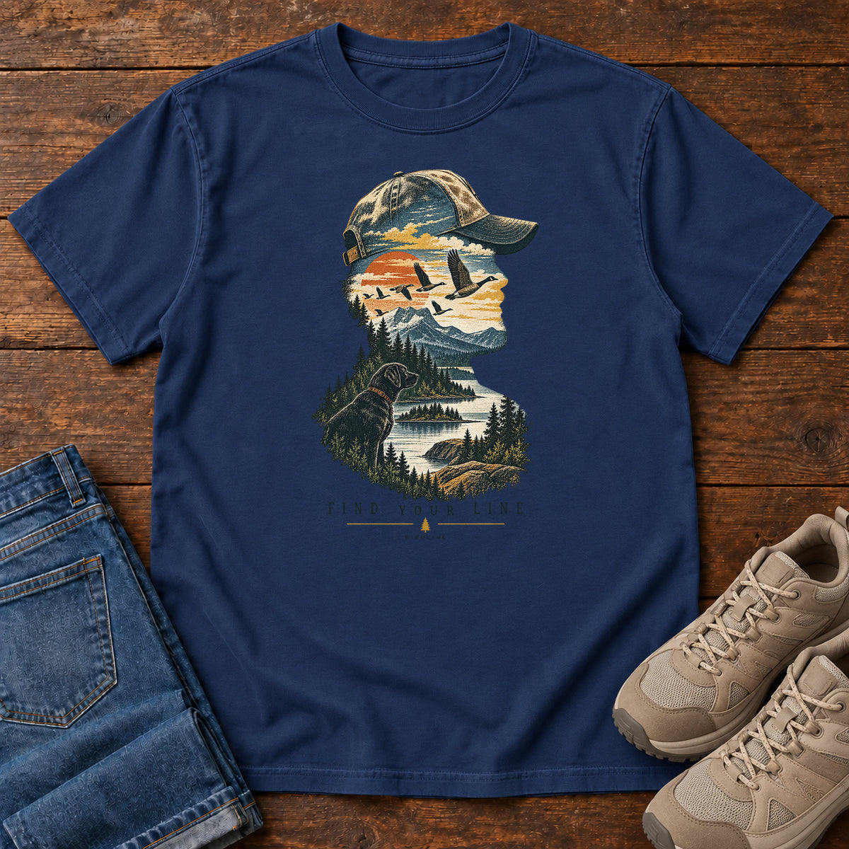 Find Your Line Birdwatcher T-Shirt in True Navy