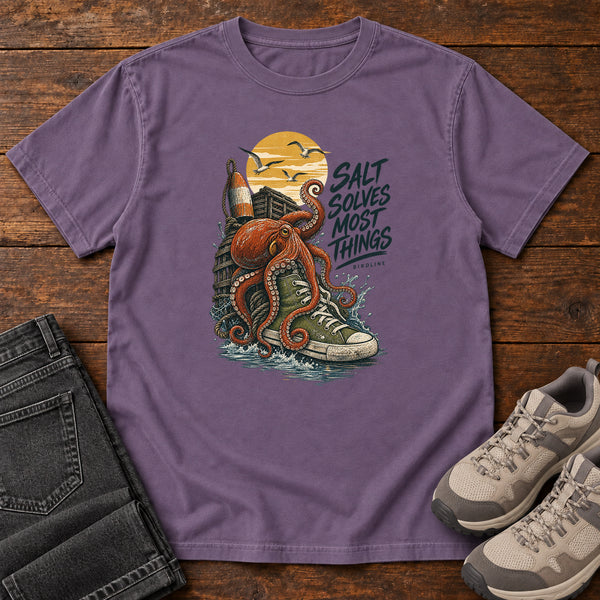 Salt Solves Most Things Octopus Boot T-Shirt, alternate view
