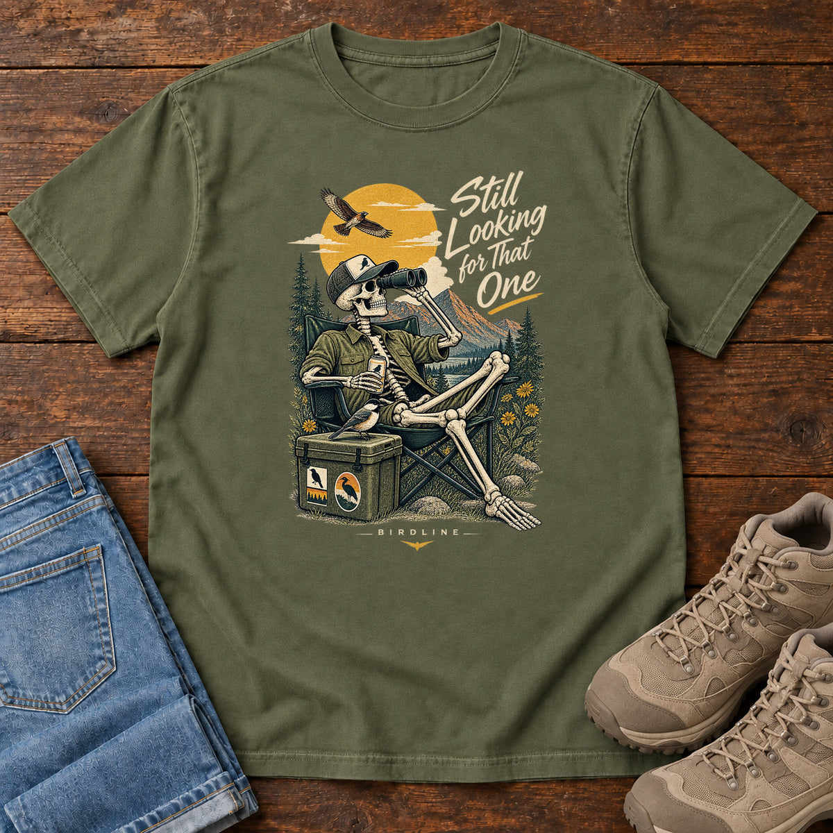 Still Looking for That One Skeleton Birdwatcher T-Shirt in Hemp