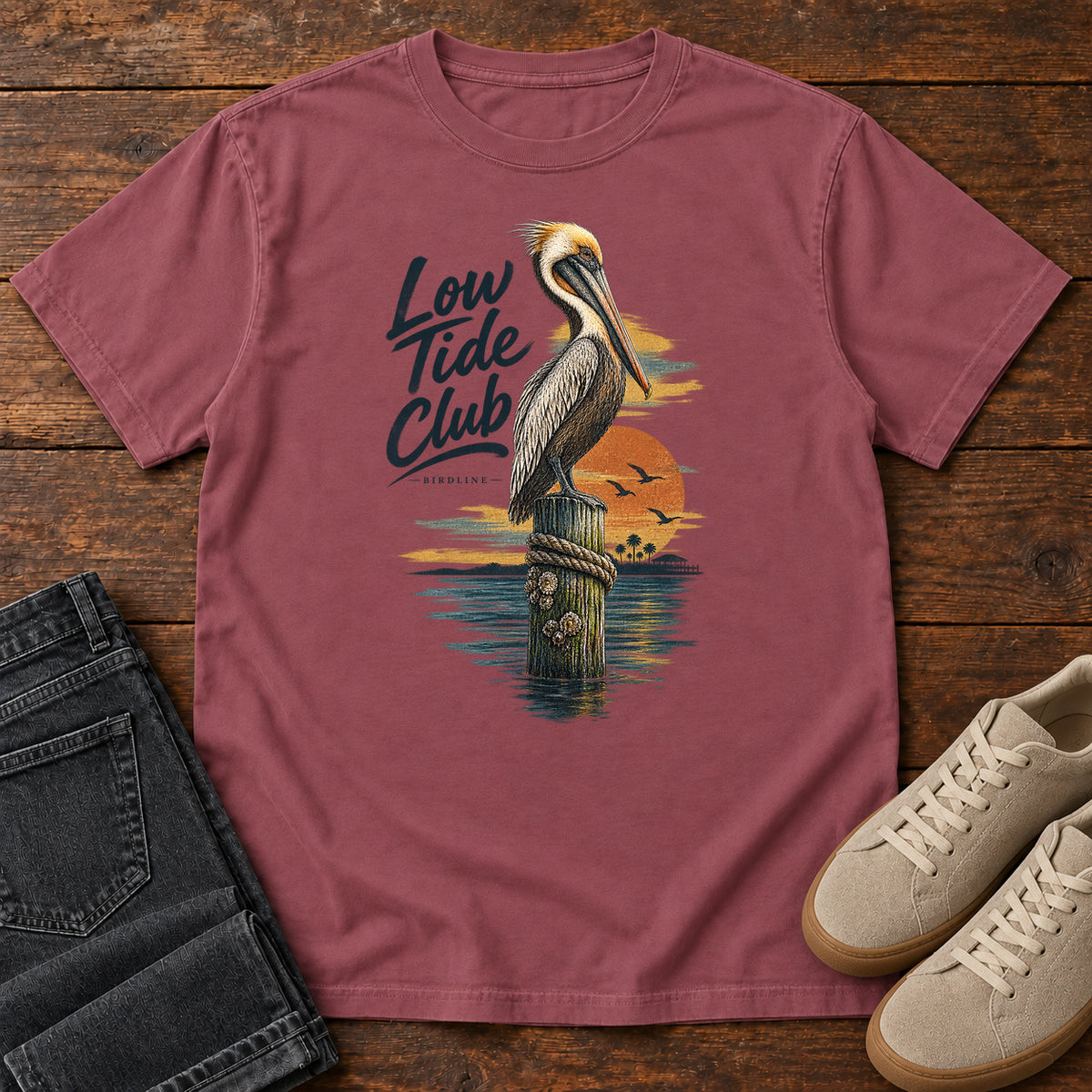 Low Tide Club Pelican T-Shirt in Brick