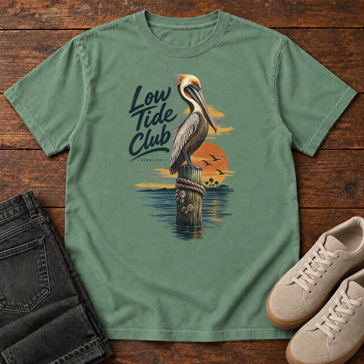 Low Tide Club Pelican T-Shirt in Light Green