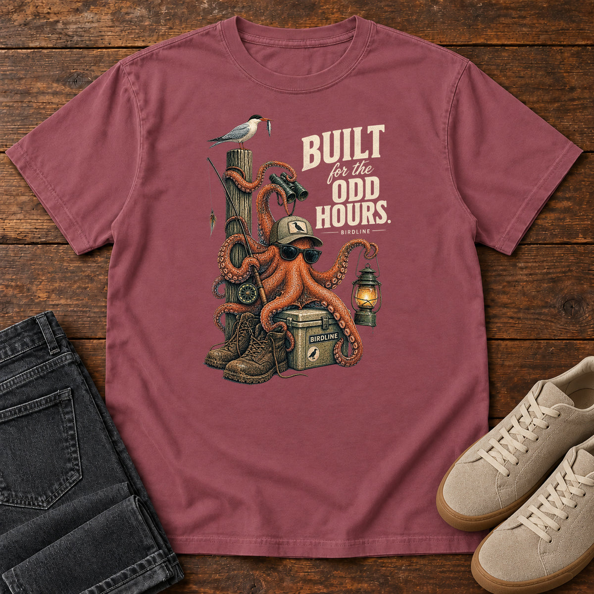 Built for the Odd Hours Octopus T-Shirt in Brick