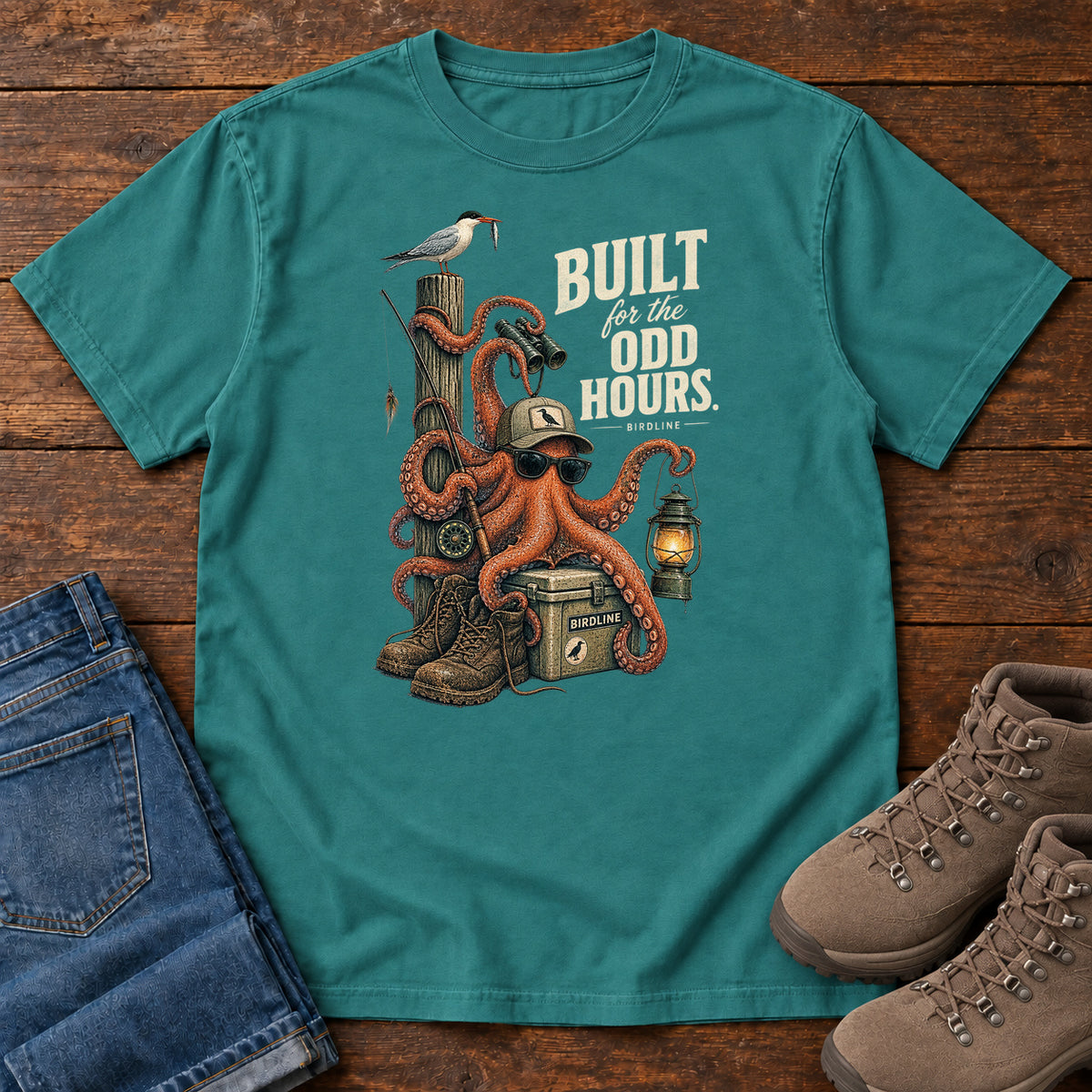 Built for the Odd Hours Octopus T-Shirt in Emerald