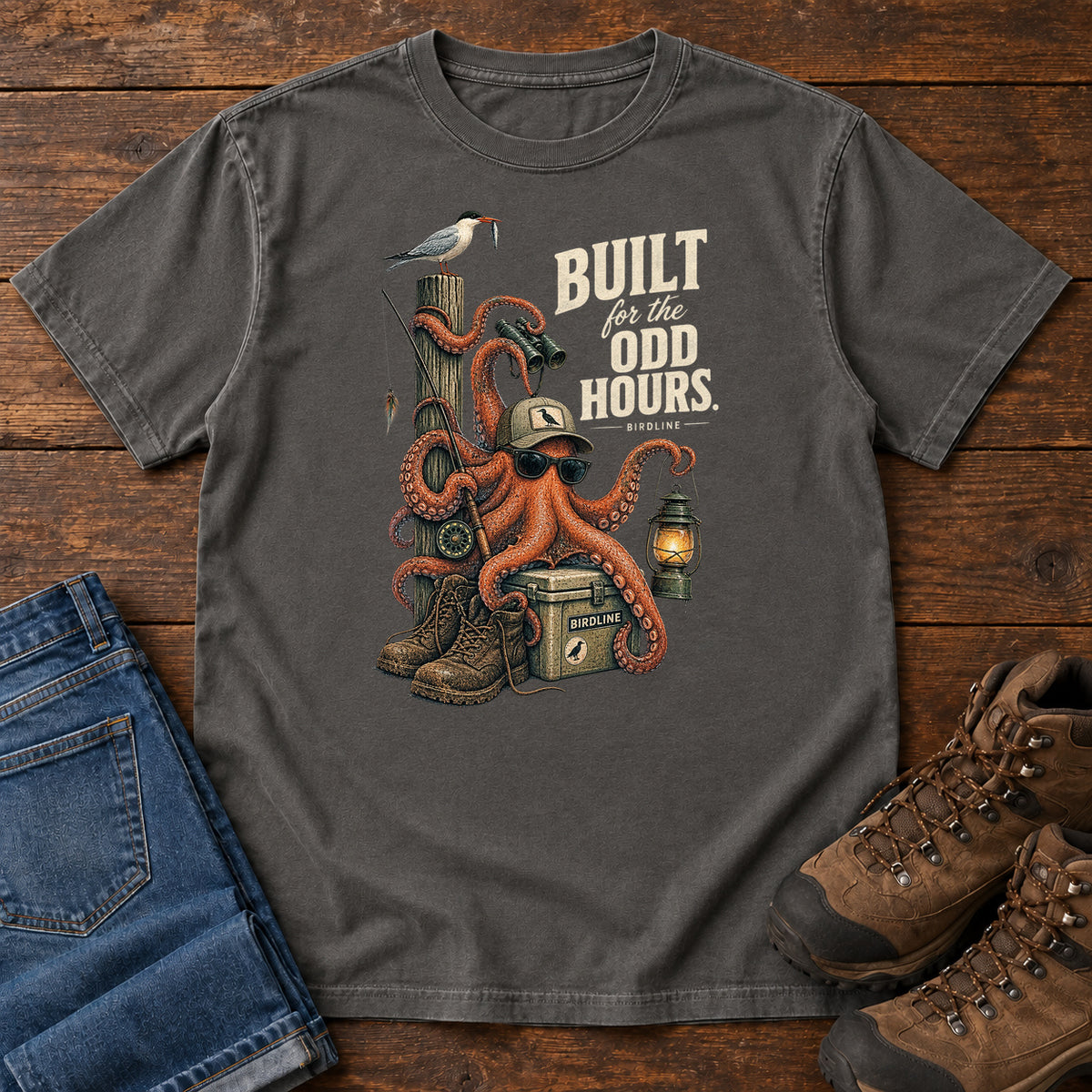 Built for the Odd Hours Octopus T-Shirt in Pepper