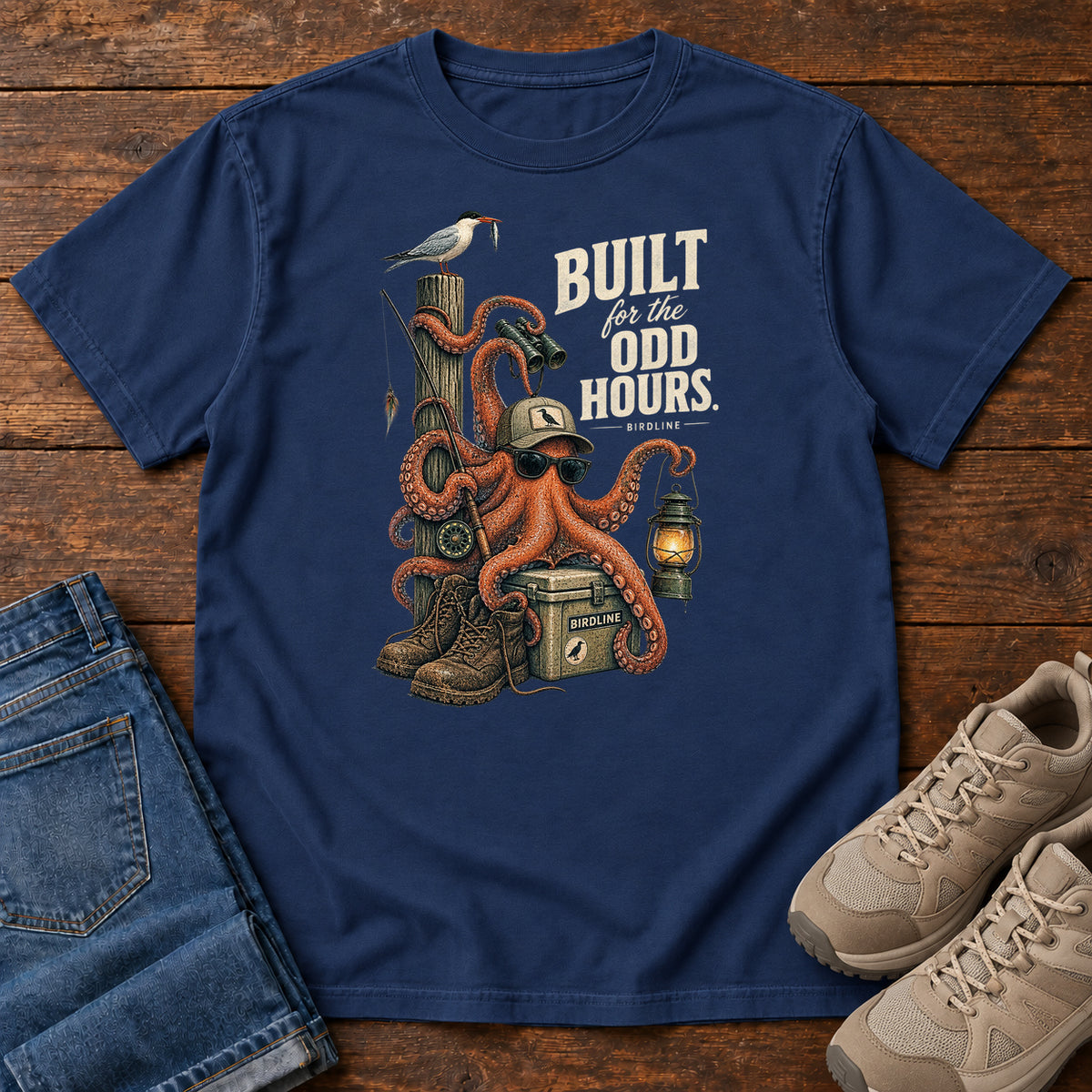Built for the Odd Hours Octopus T-Shirt in True Navy