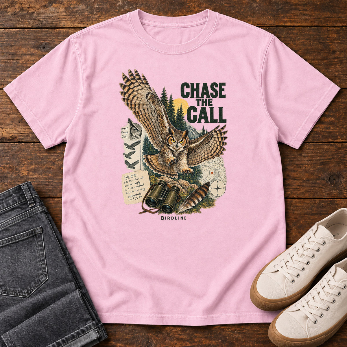 Chase the Call Owl T-Shirt in Blossom