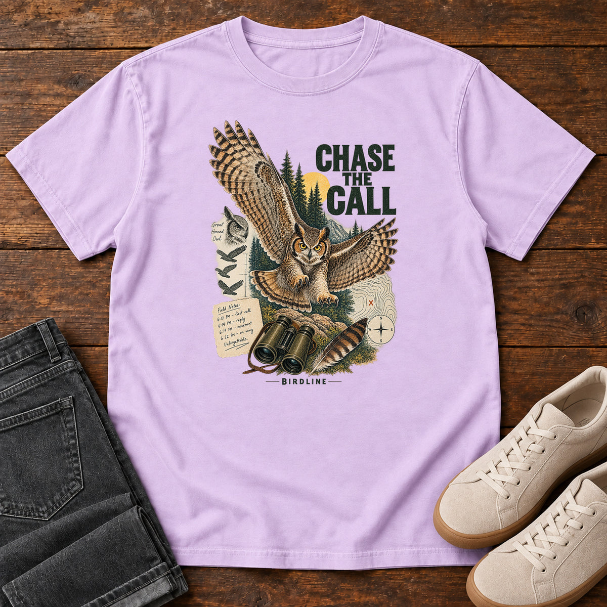 Chase the Call Owl T-Shirt in Orchid