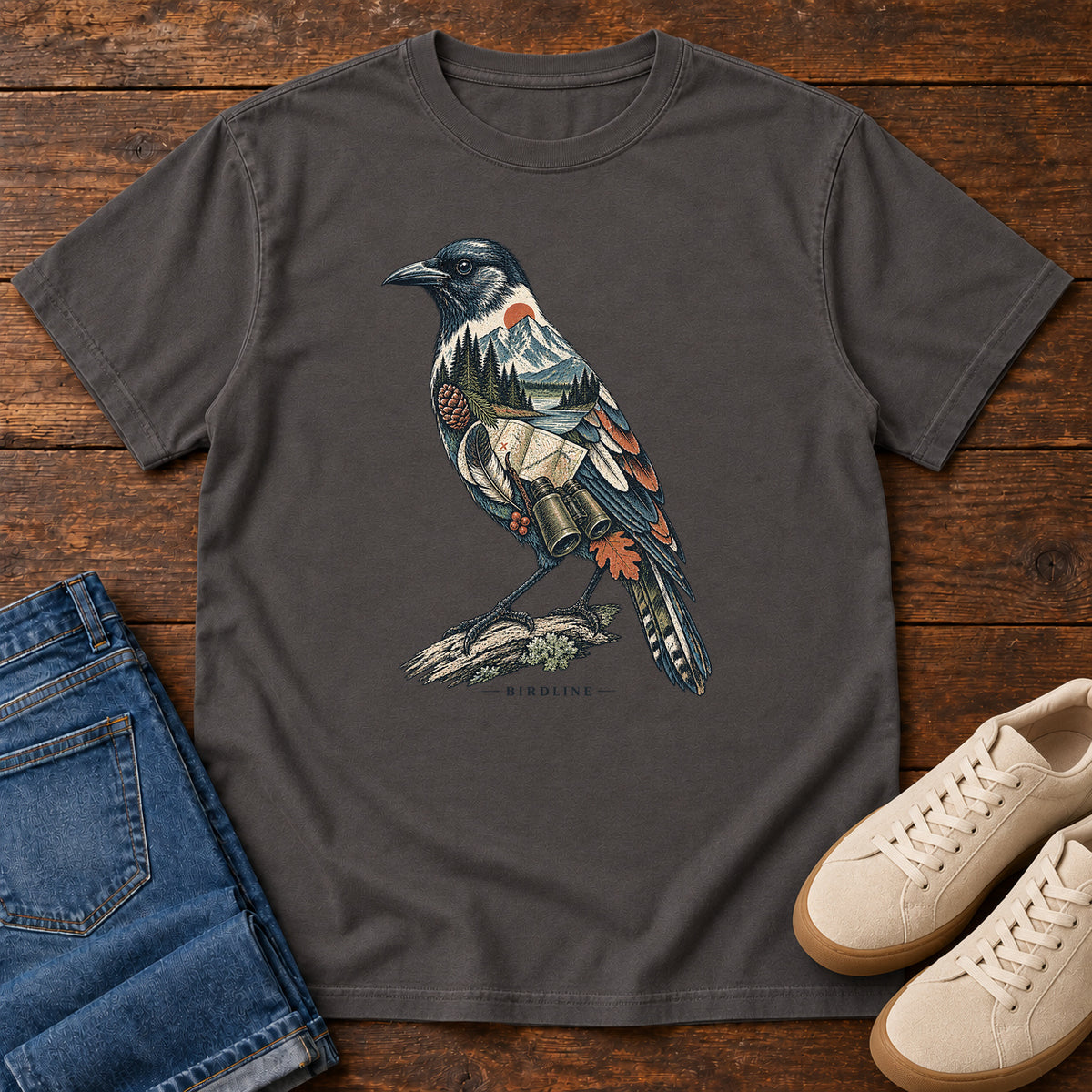 Rose Breasted Grosbeak Field Kit T-Shirt in Graphite