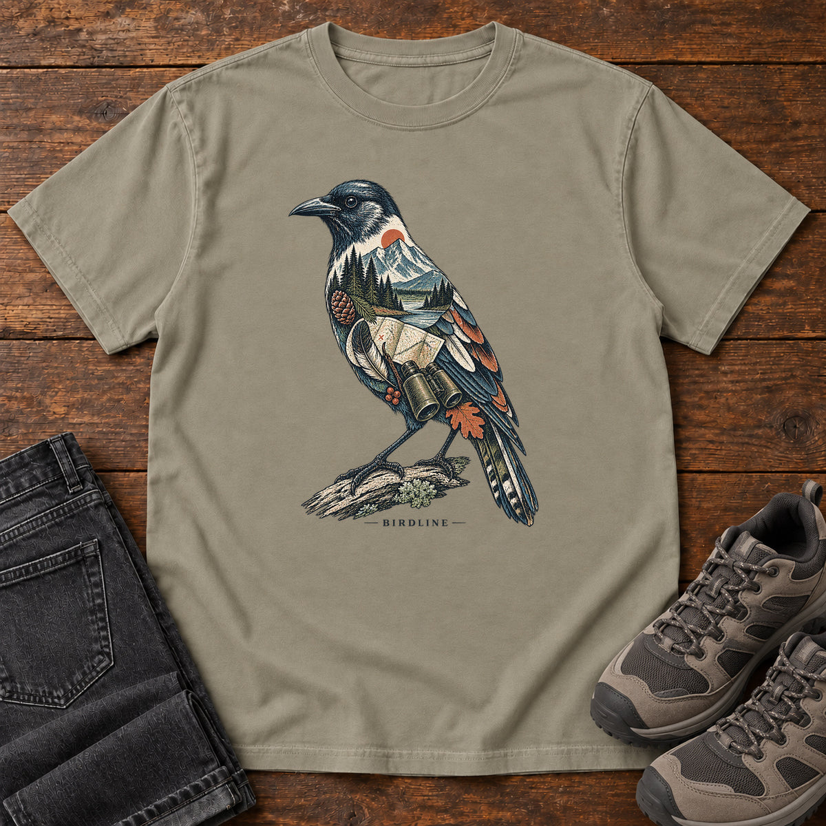 Rose Breasted Grosbeak Field Kit T-Shirt in Sandstone