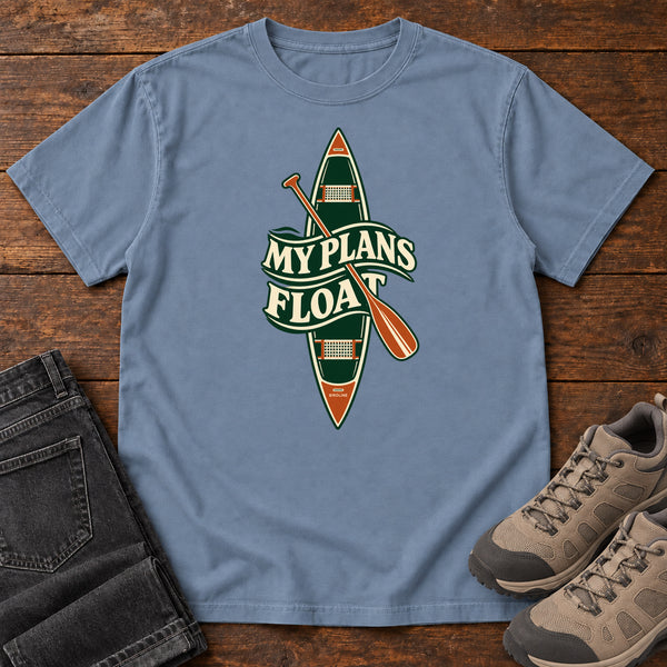 My Plans Float T-Shirt in Blue Jean, front view