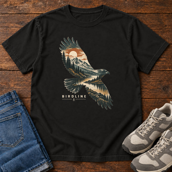 Eagle Mountain Double Exposure T-Shirt in Black, front view