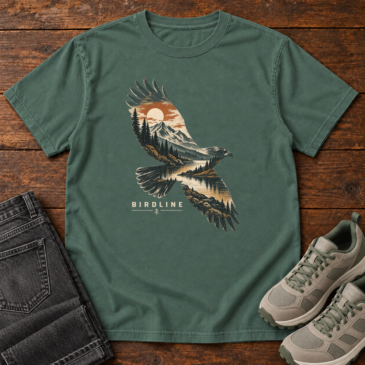 Eagle Mountain Double Exposure T-Shirt in Blue Spruce