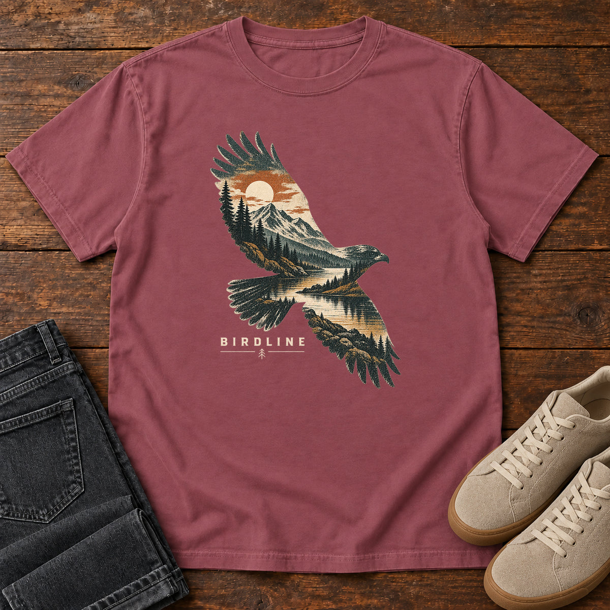 Eagle Mountain Double Exposure T-Shirt in Brick