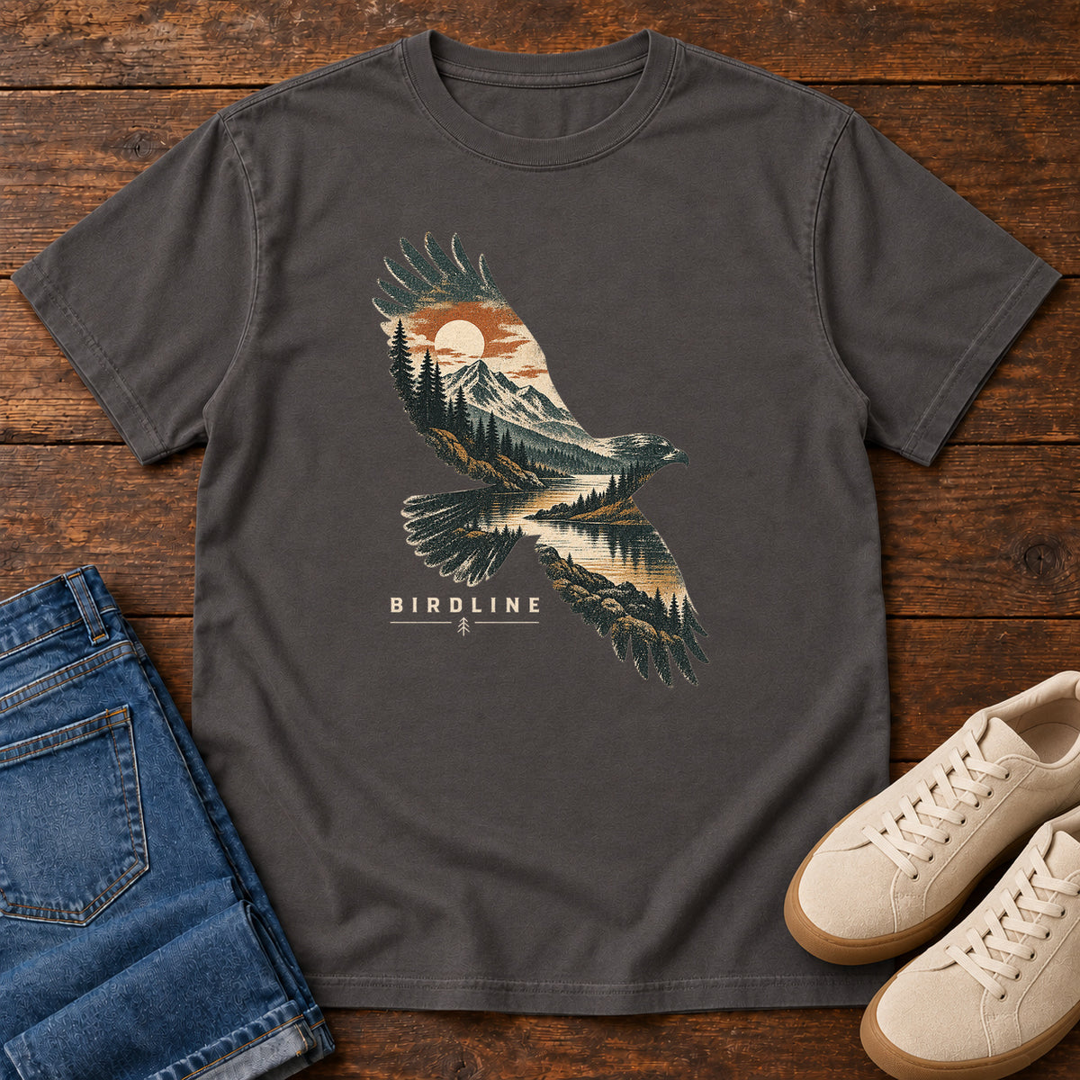 Eagle Mountain Double Exposure T-Shirt in Graphite