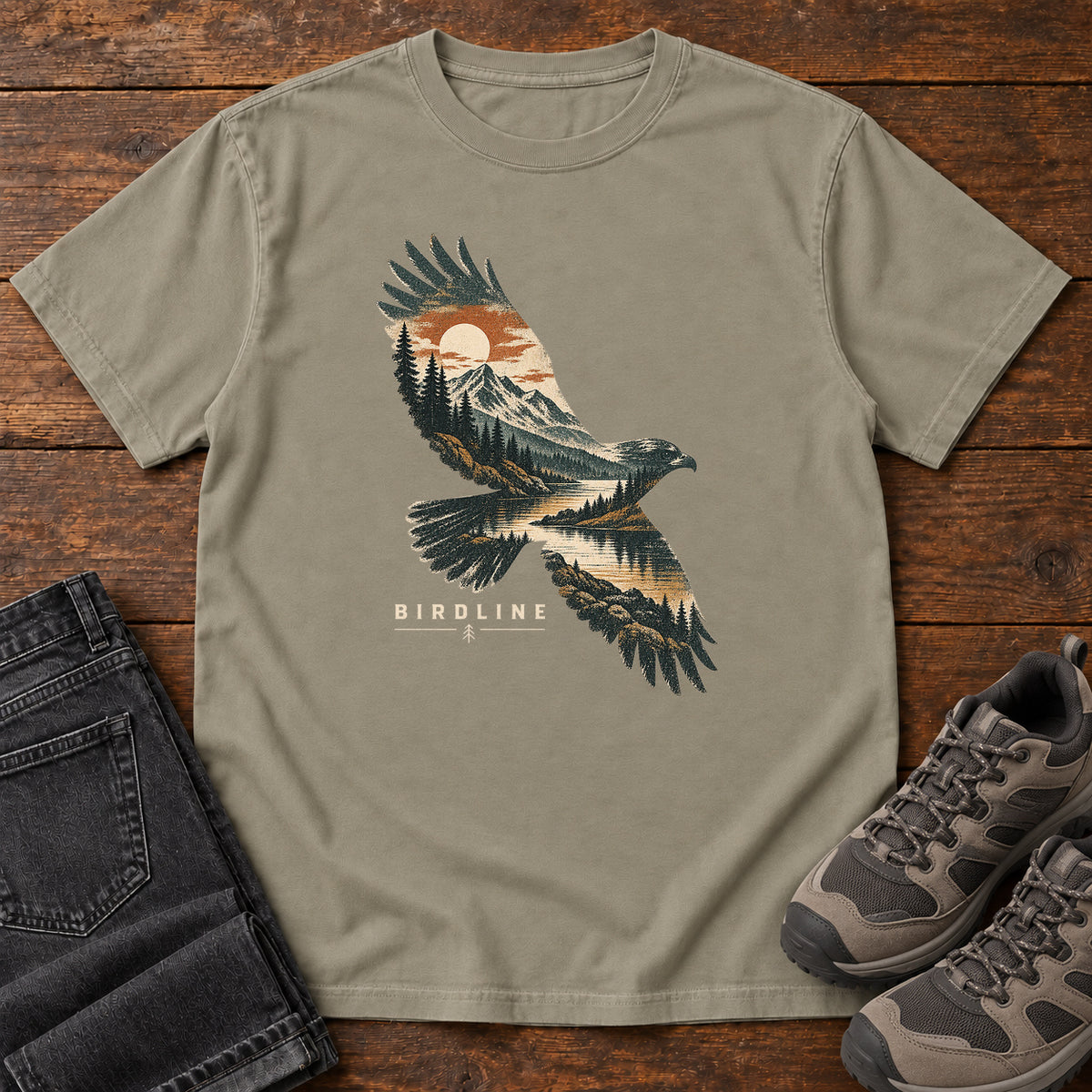 Eagle Mountain Double Exposure T-Shirt in Sandstone