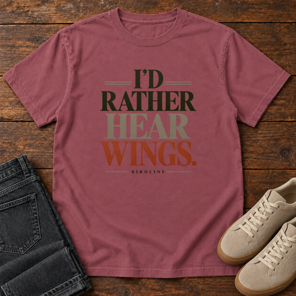 I'd Rather Hear Wings T-Shirt in Brick
