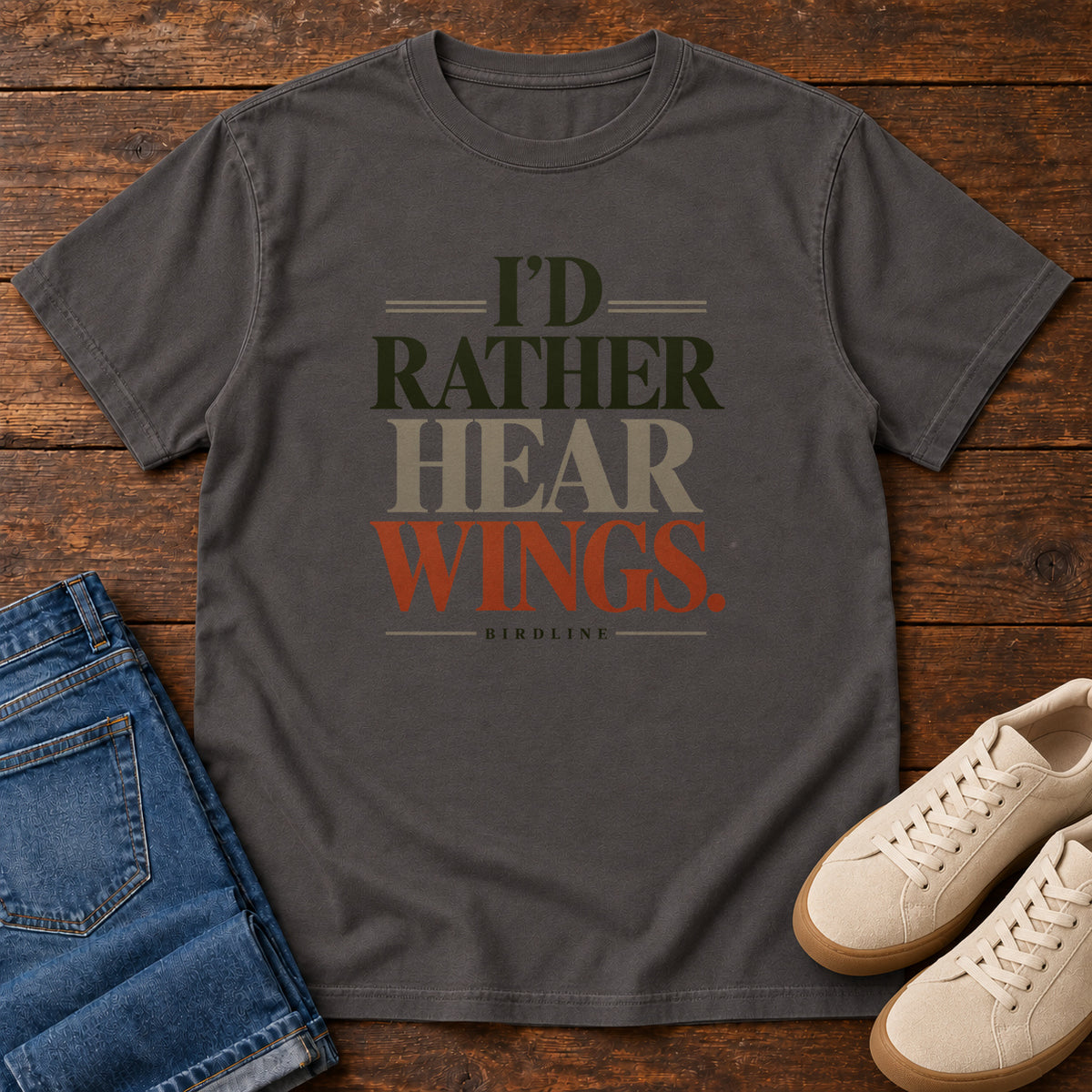 I'd Rather Hear Wings T-Shirt in Graphite