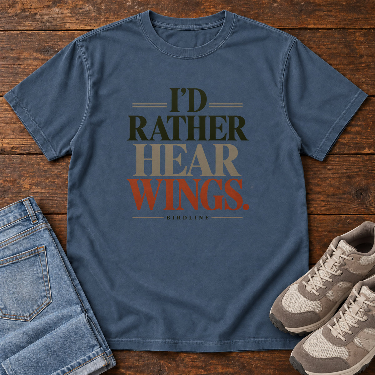 I'd Rather Hear Wings T-Shirt in Midnight