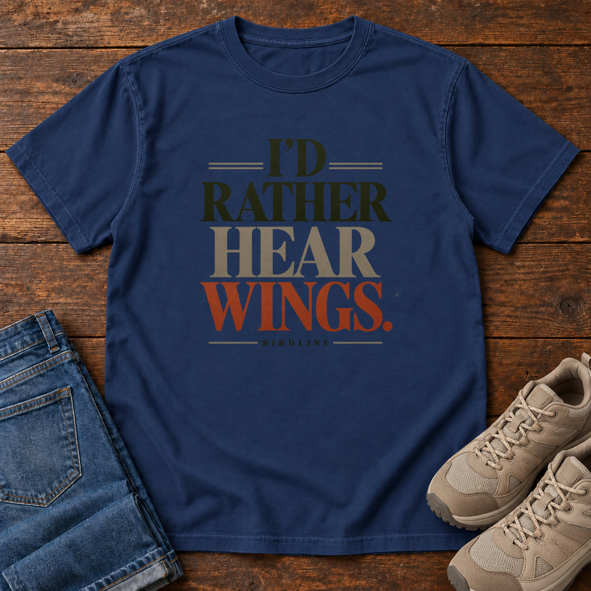 I'd Rather Hear Wings T-Shirt in True Navy