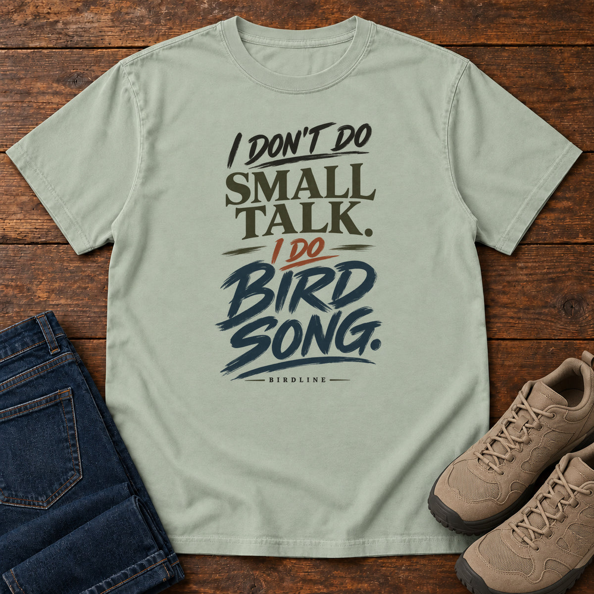 I Don't Do Small Talk I Do Birdsong T-Shirt in Bay