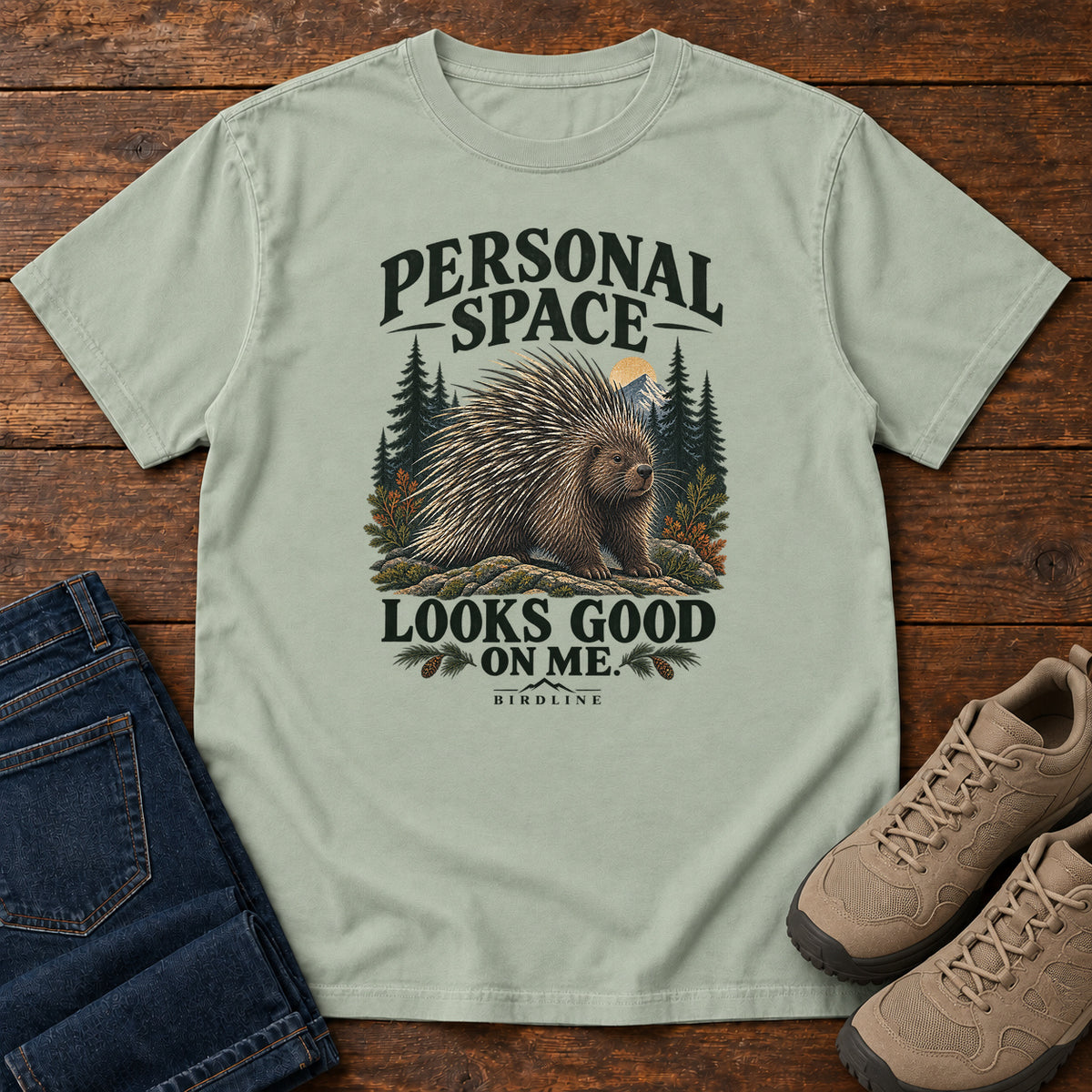 Personal Space Looks Good on Me Porcupine T-Shirt in Bay
