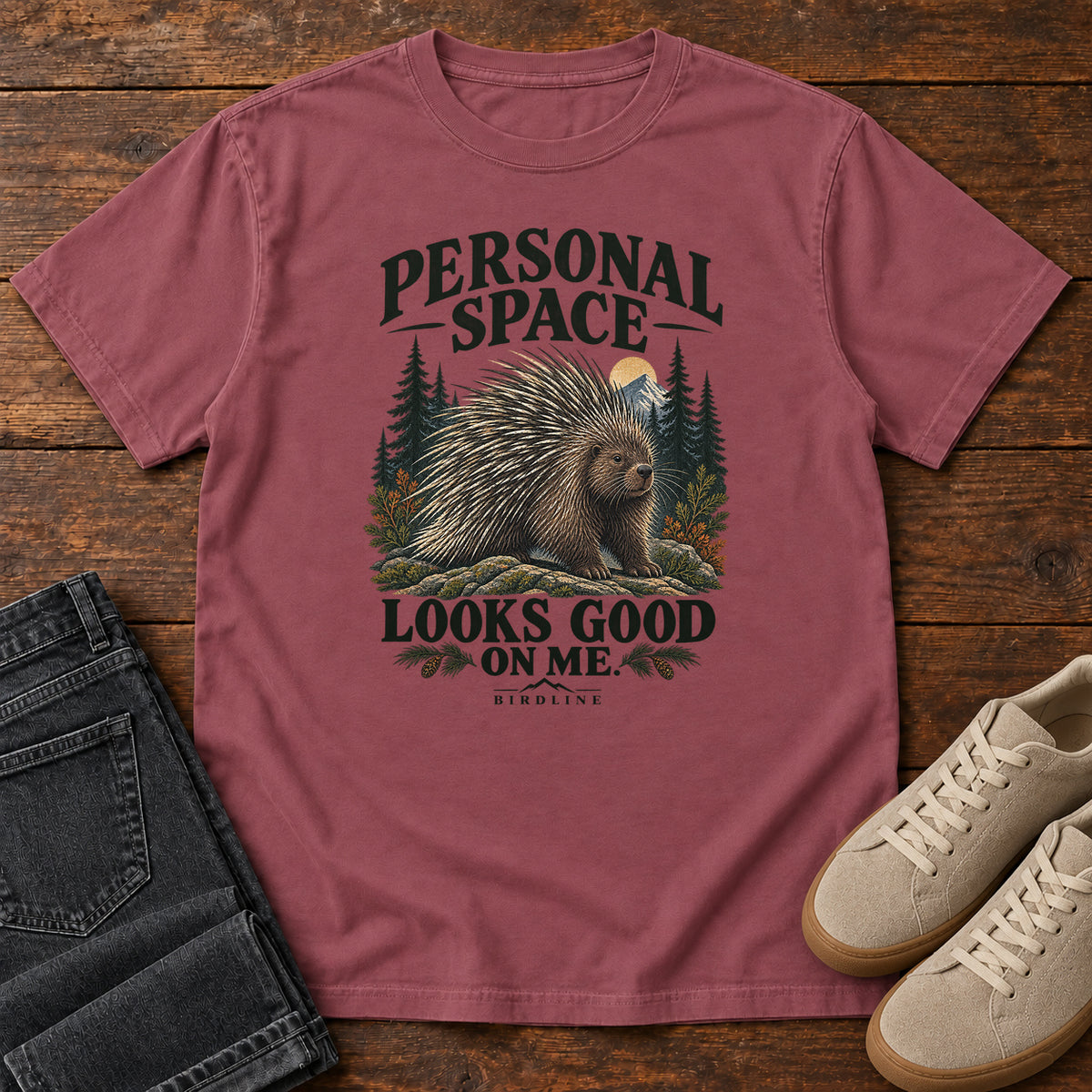 Personal Space Looks Good on Me Porcupine T-Shirt in Brick