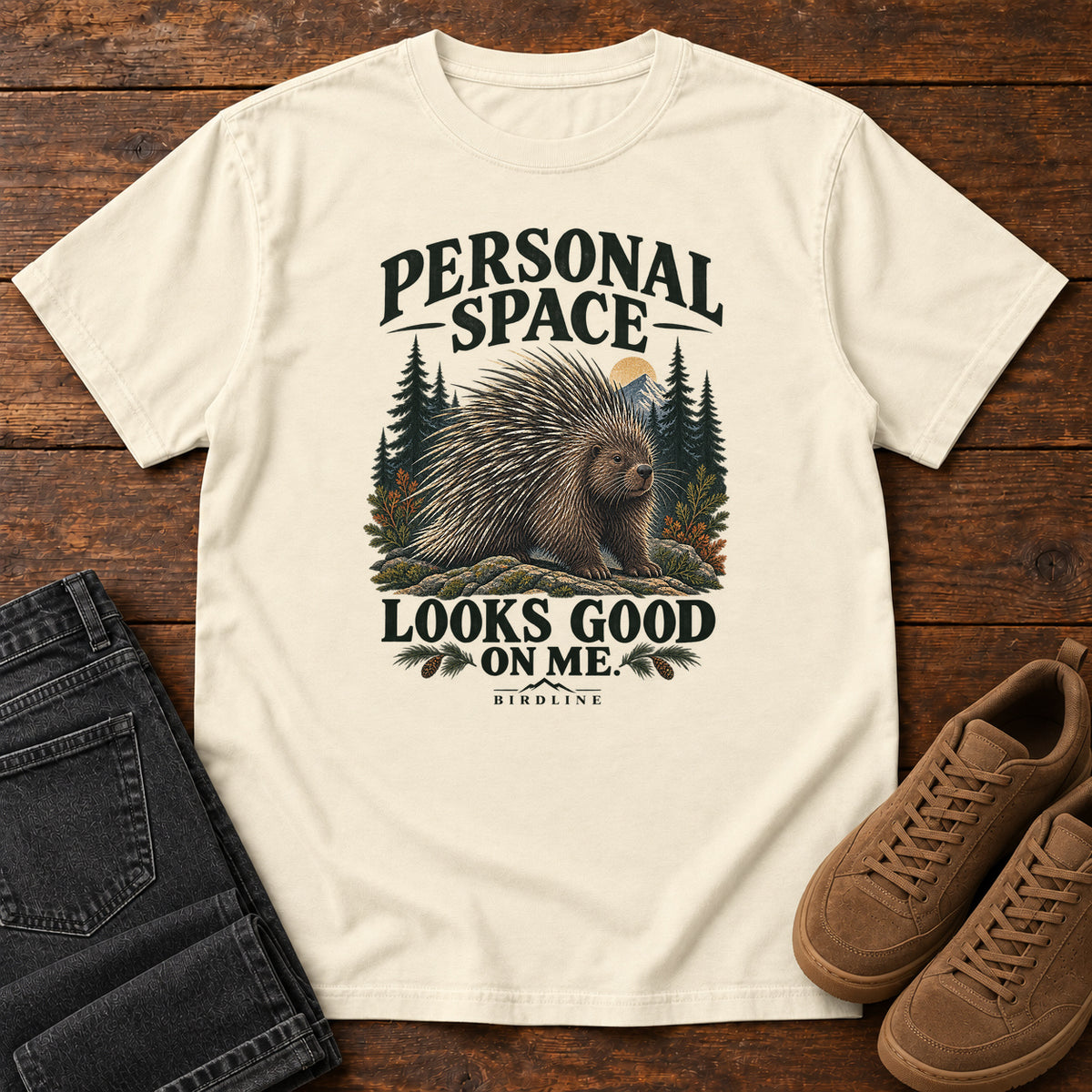 Personal Space Looks Good on Me Porcupine T-Shirt in Ivory