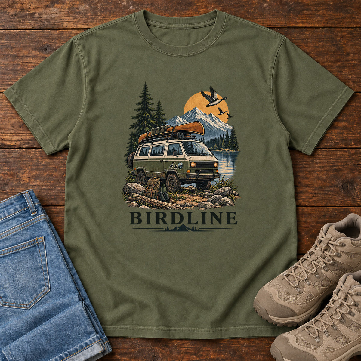 Birdline Camping Van T-Shirt in Hemp