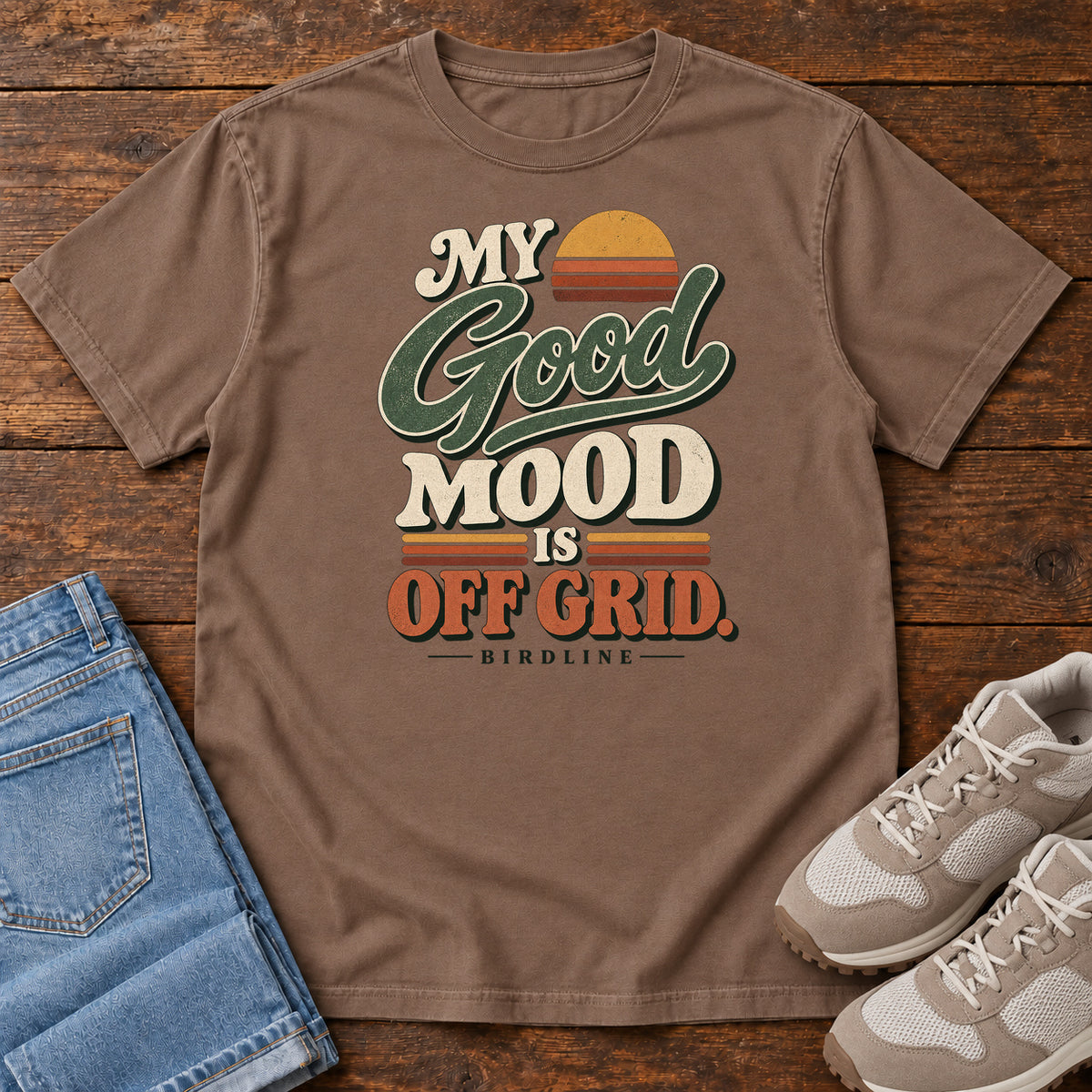 My Good Mood Is Off Grid T-Shirt in Espresso