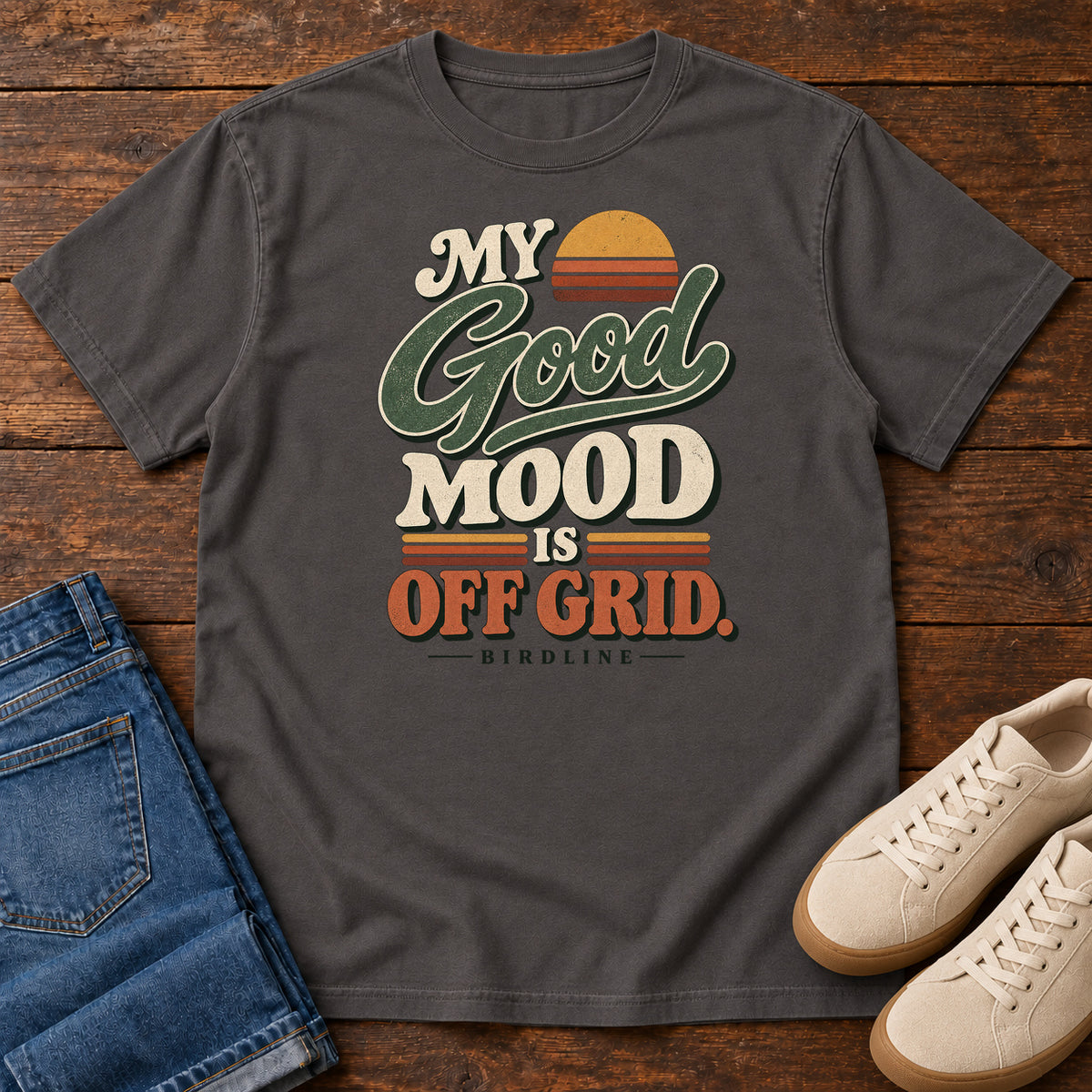 My Good Mood Is Off Grid T-Shirt in Graphite