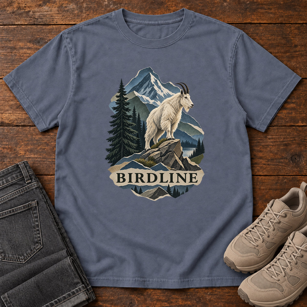 Mountain Goat T-Shirt in Denim