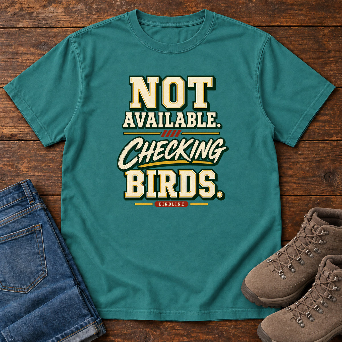 Not Available Checking Birds T-Shirt in Emerald