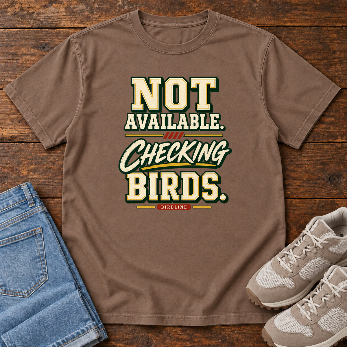 Not Available Checking Birds T-Shirt in Espresso