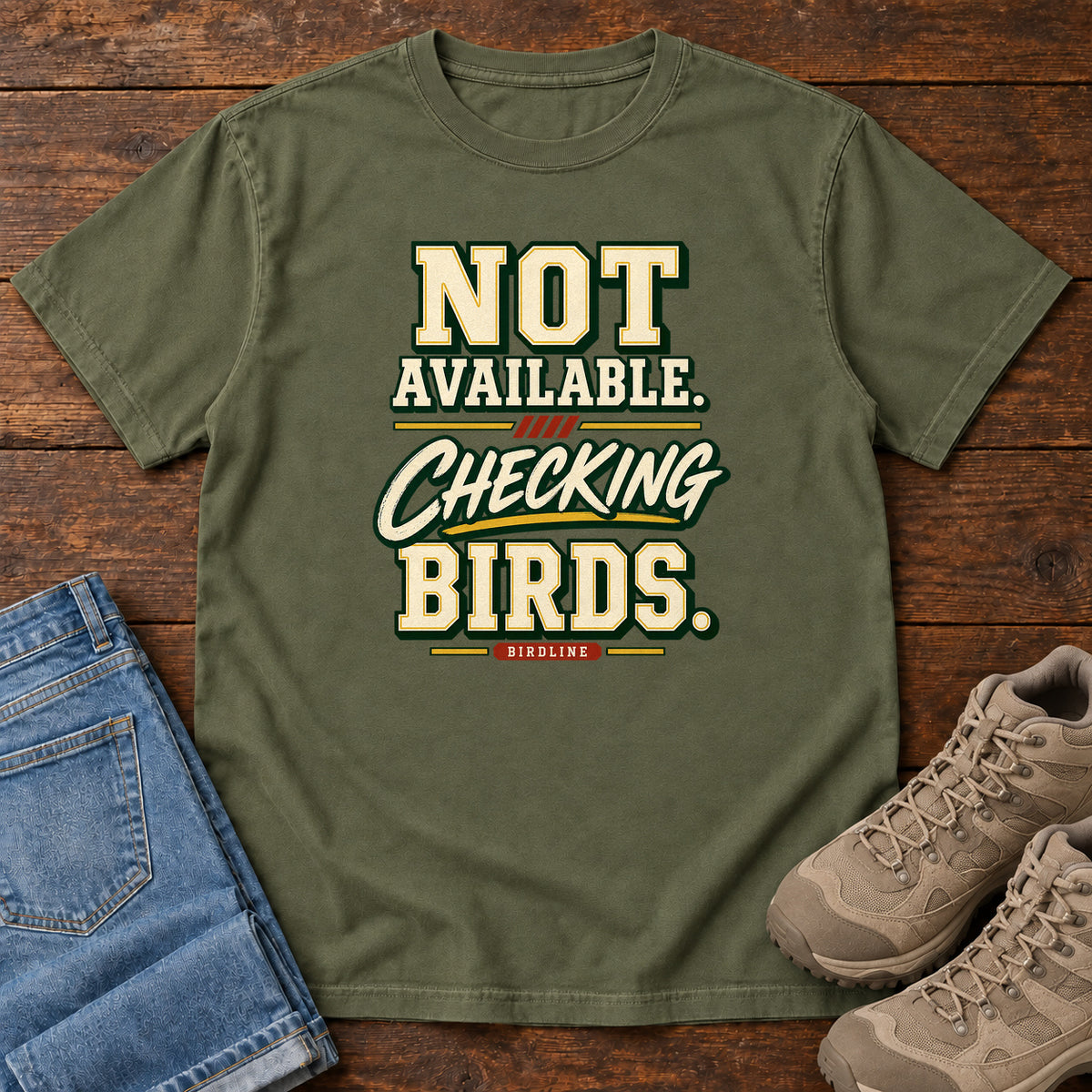Not Available Checking Birds T-Shirt in Hemp