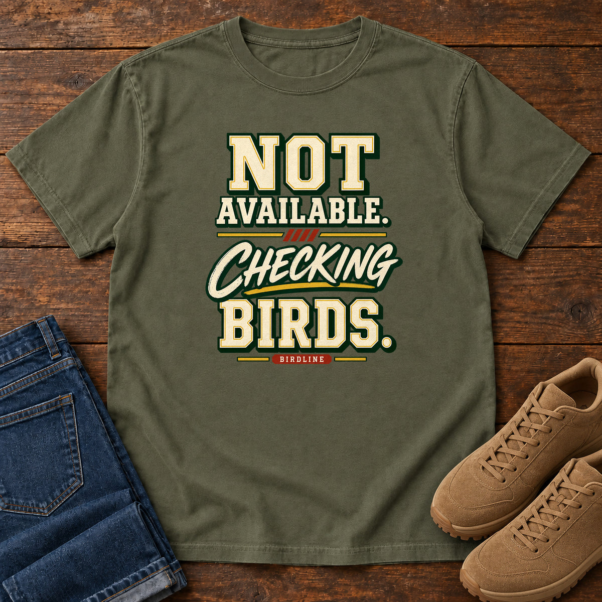 Not Available Checking Birds T-Shirt in Sage