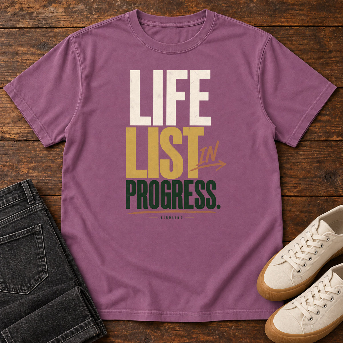 Life List in Progress T-Shirt in Berry