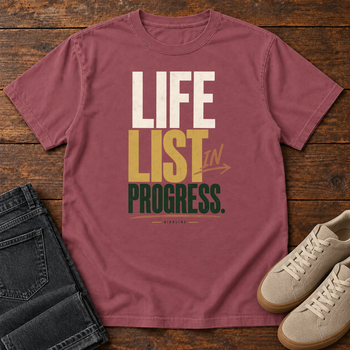 Life List in Progress T-Shirt in Brick