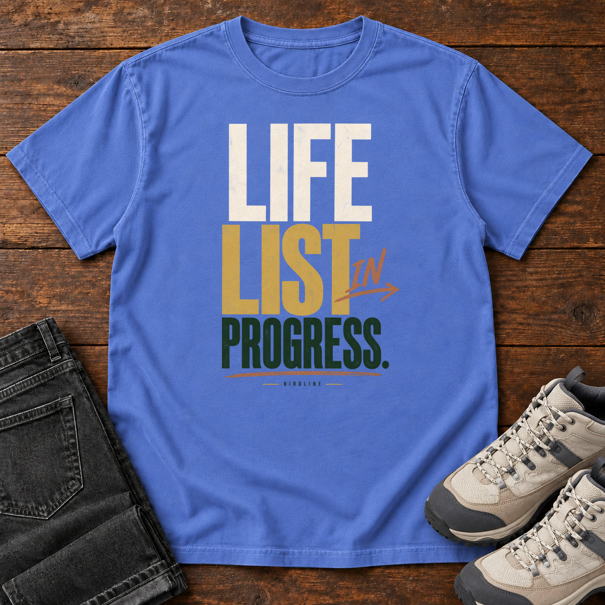 Life List in Progress T-Shirt in Mystic Blue