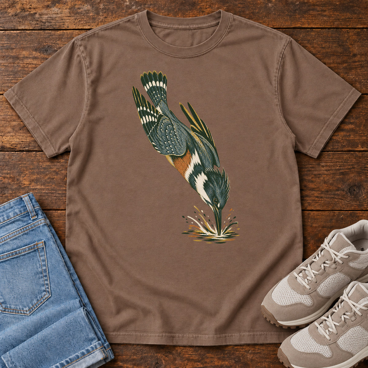 Diving Kingfisher T-Shirt in Espresso