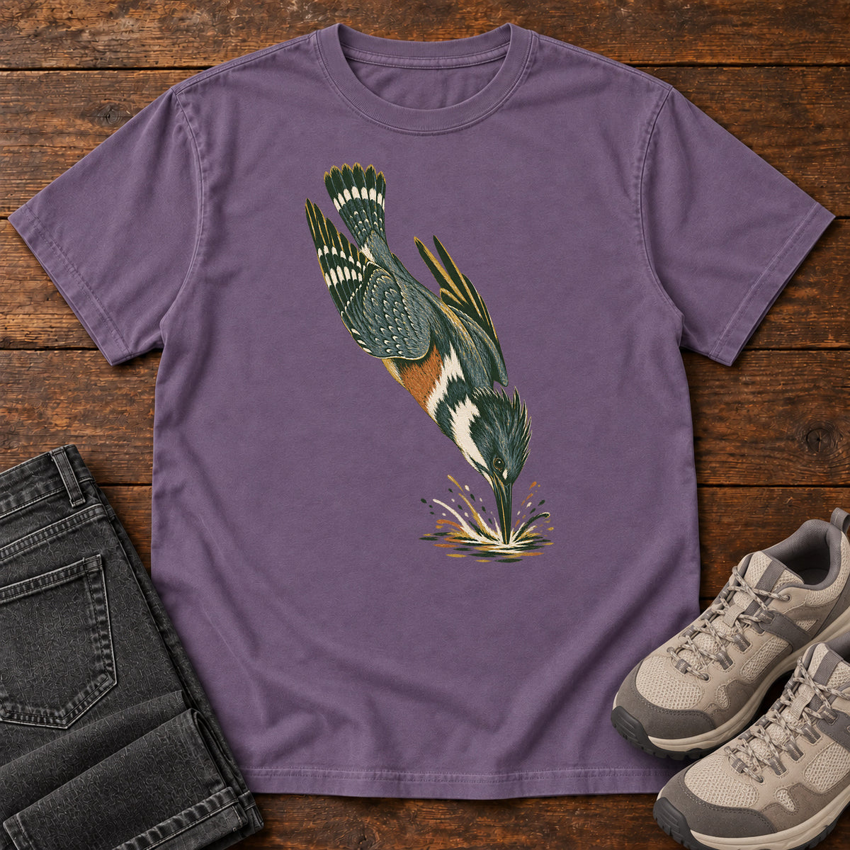 Diving Kingfisher T-Shirt in Grape