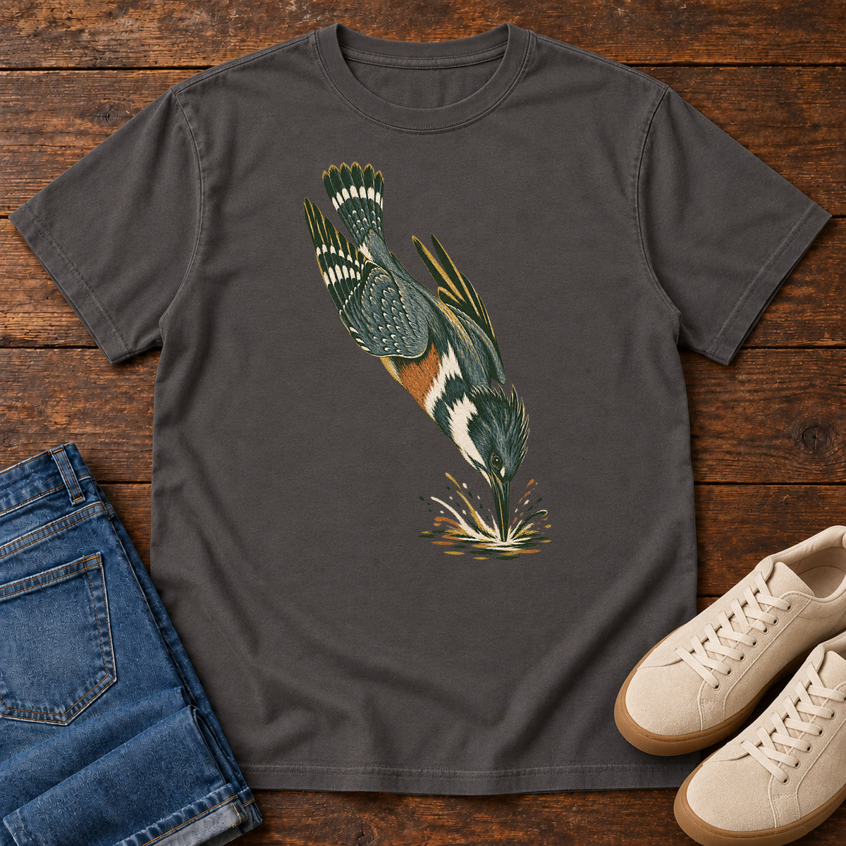 Diving Kingfisher T-Shirt in Graphite
