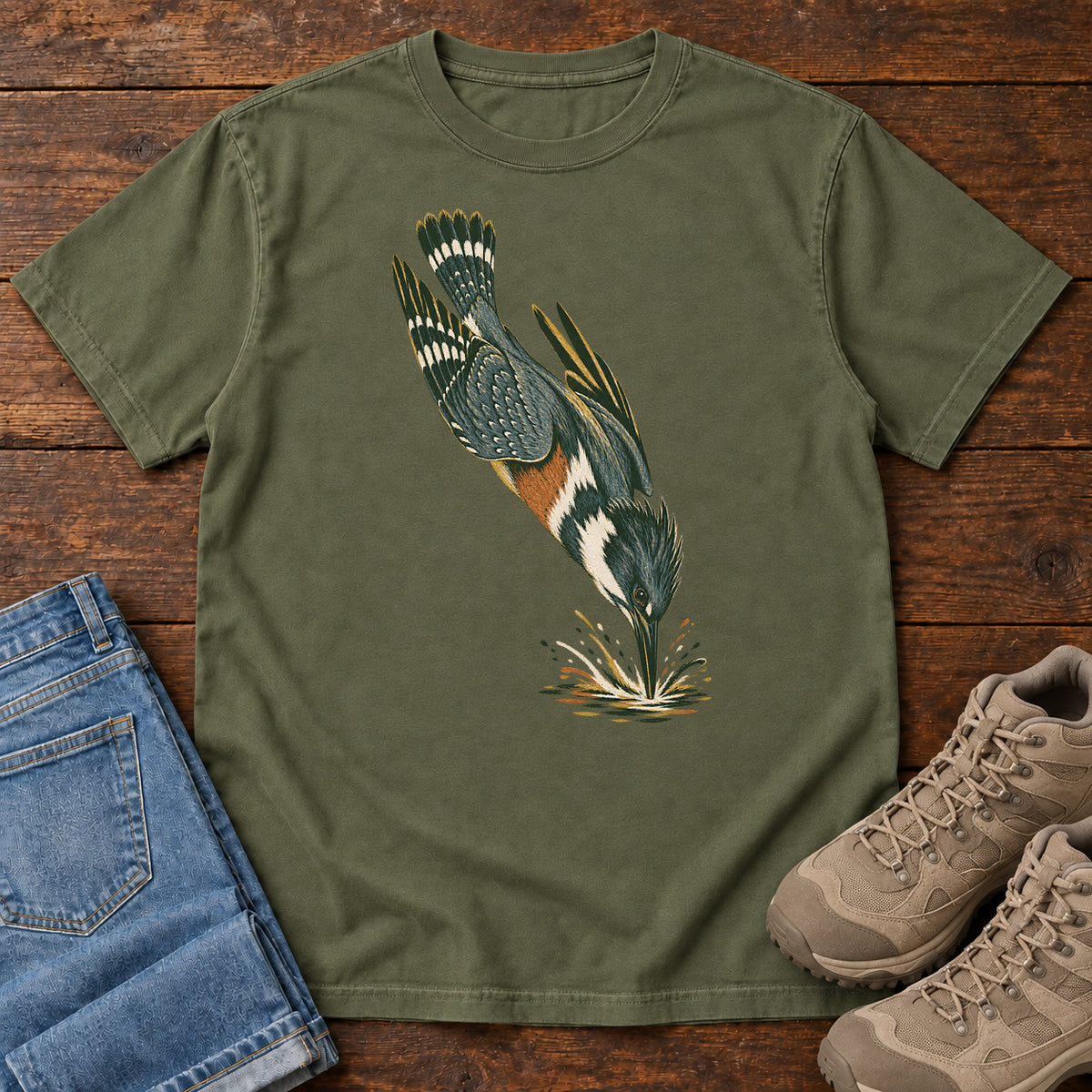 Diving Kingfisher T-Shirt in Hemp