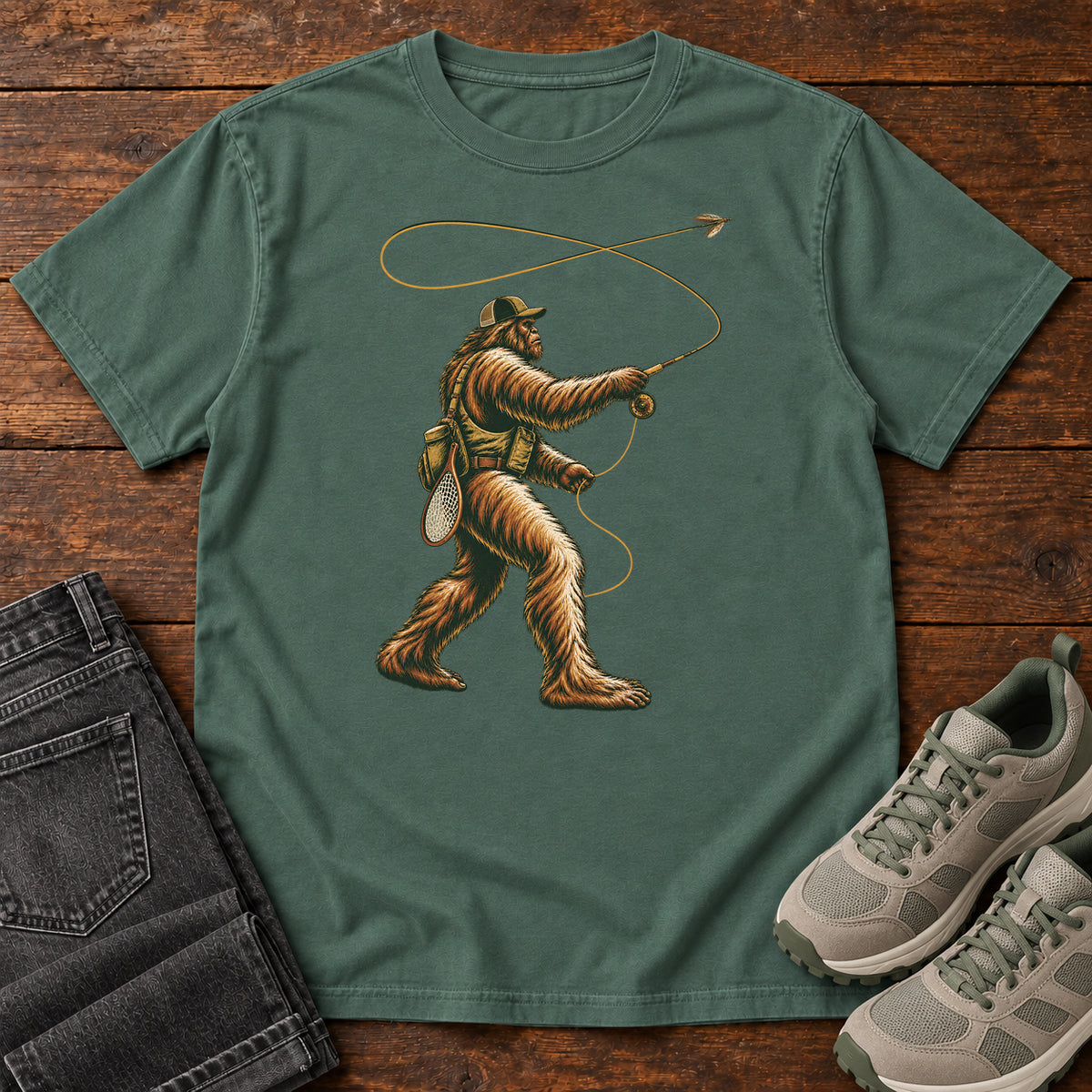 Bigfoot Fly Fishing T-Shirt in Blue Spruce